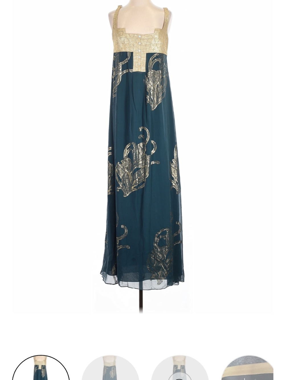 Nicole Miller Teal Maxi Dress with Gold